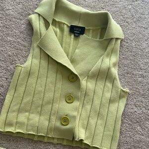 Vici Light Green Ribbed Knit Vest
